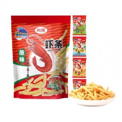 四洲非油炸零食虾条超大包巨型办公室小吃膨化休闲食品12gX18小包图5